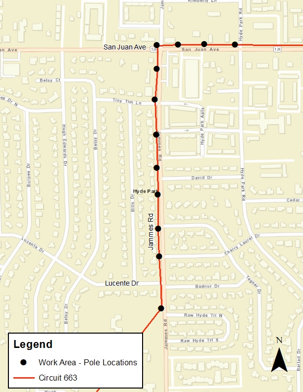 Jammes Road Electric Reliability Project - Map