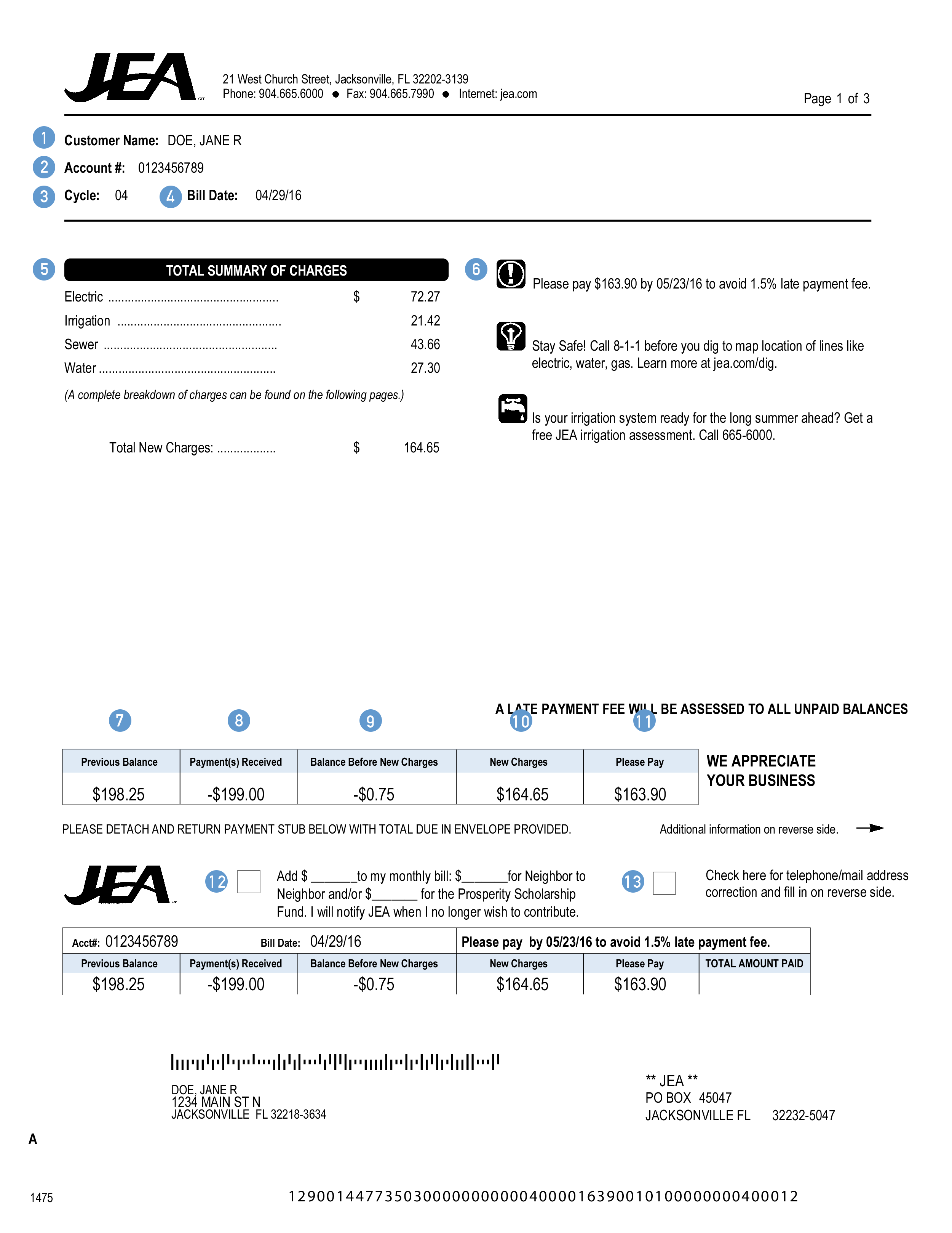 JEA bill page one