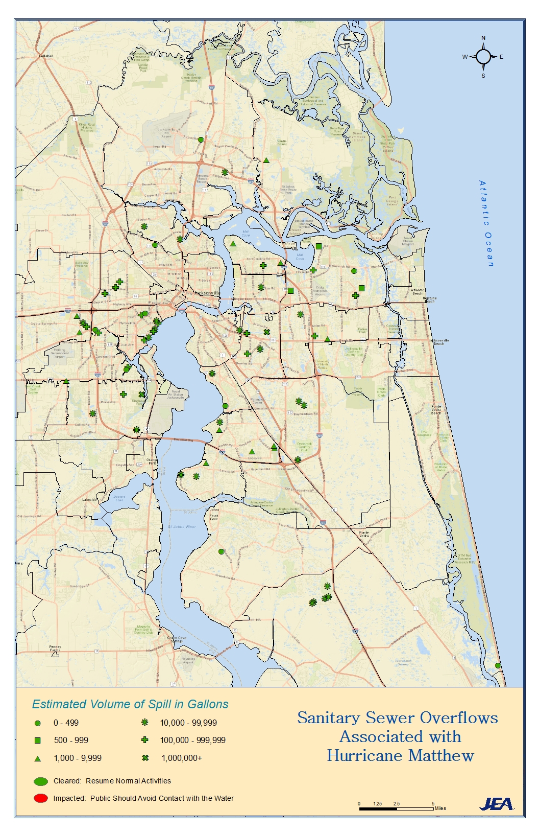 Sanitary Sewer Overflow Map - Hurricane Matthew