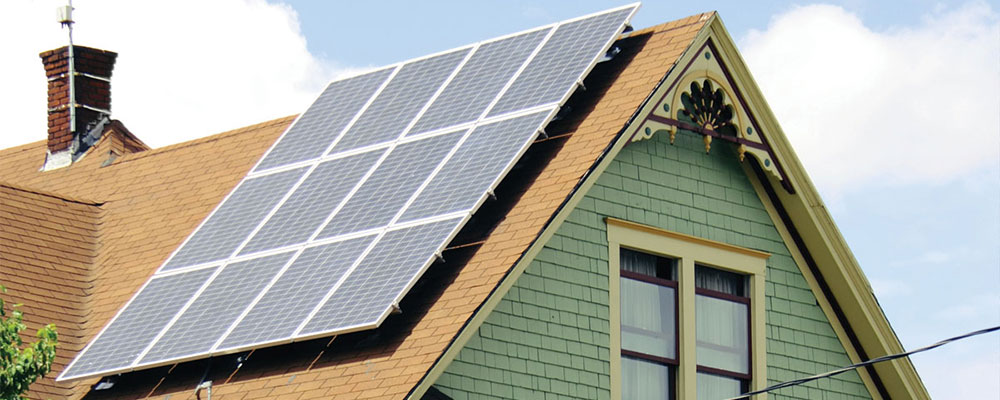 Solar panels on residential roof