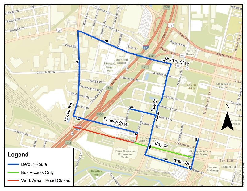 Bay and Lee Detour Map 2.26.21