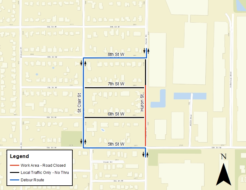 Huron Street Nightly Road Closure Map