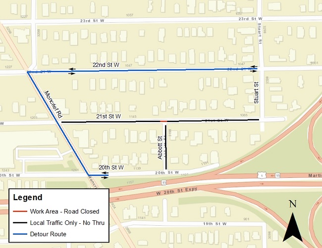 W 21st and Abbott Closure Map