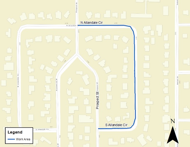 Allendale Circle East Water Improvement Project Map