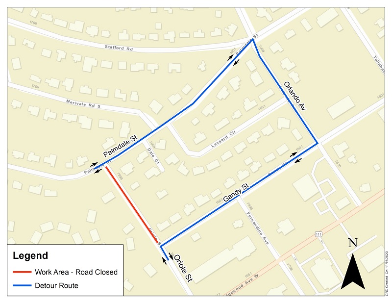 Beverly-Oriole Detour Map 3.12.21