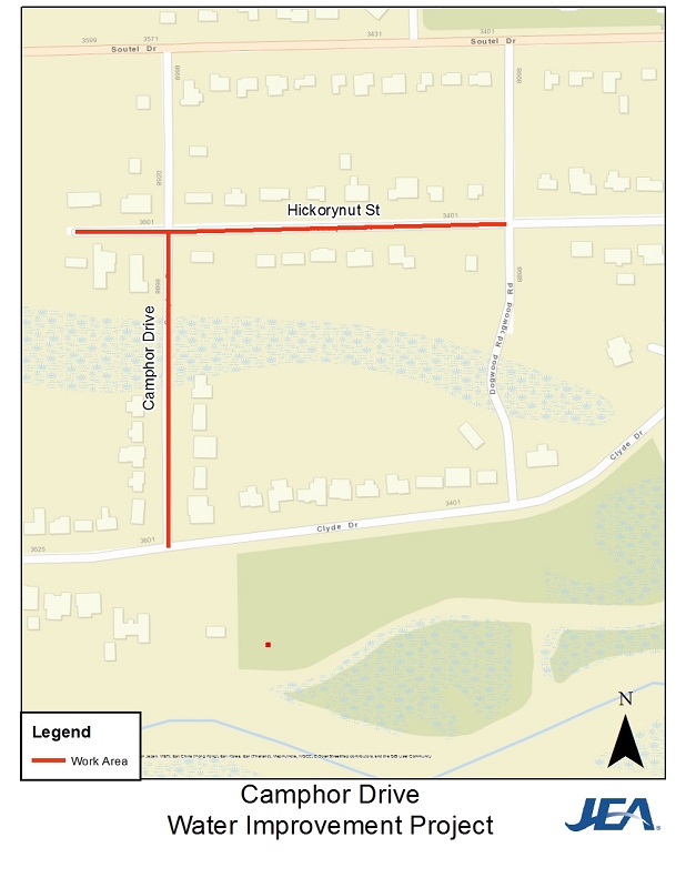 Camphor Dr--Hickorynut St Water Main Improvement Project