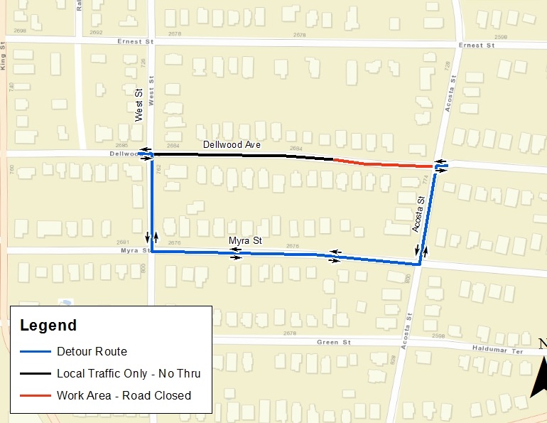 Dellwood Ave Detour Map