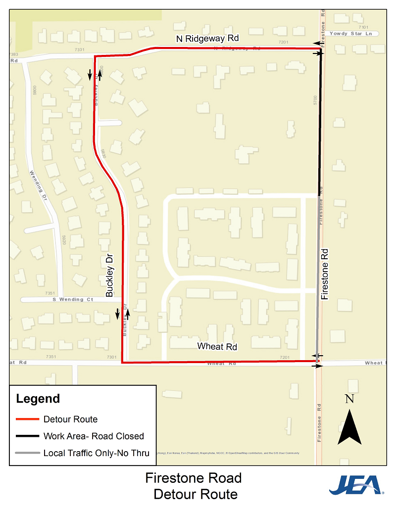 Firestone Road Detour Map Firestone Road Detour Map