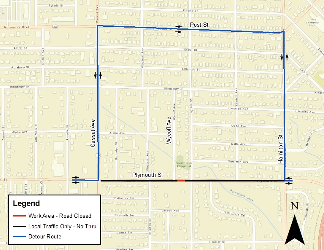 Plymouth Street Sewer Installation Project Area Map