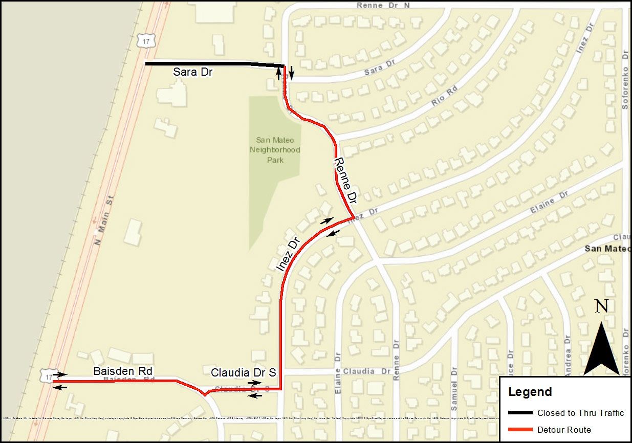 Sara Drive Detour Map Sara Drive Detour Map