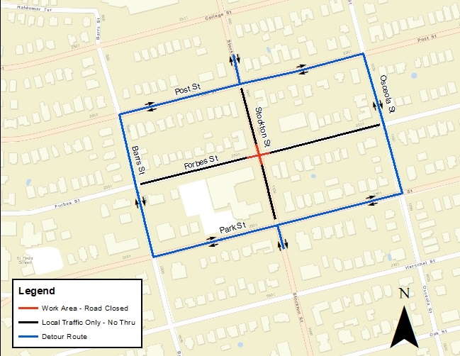 Stockton and Forbes Closure Map 7.31.23