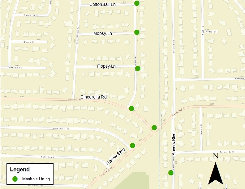 Sweetwater Manhole Lining Project Area Map