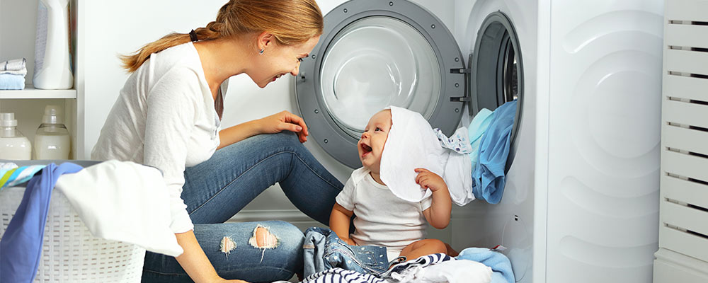 Woman and Child Doing Laundry